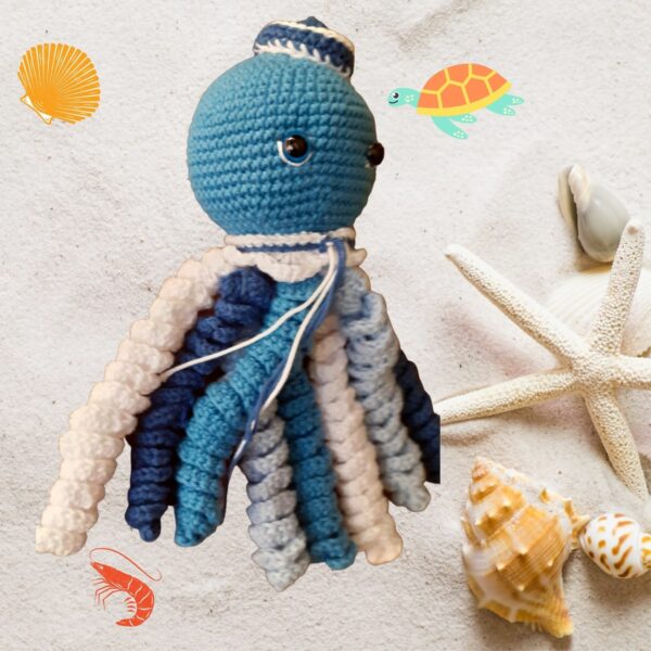 Doudou pieuvre bleue crochetée – Image 3